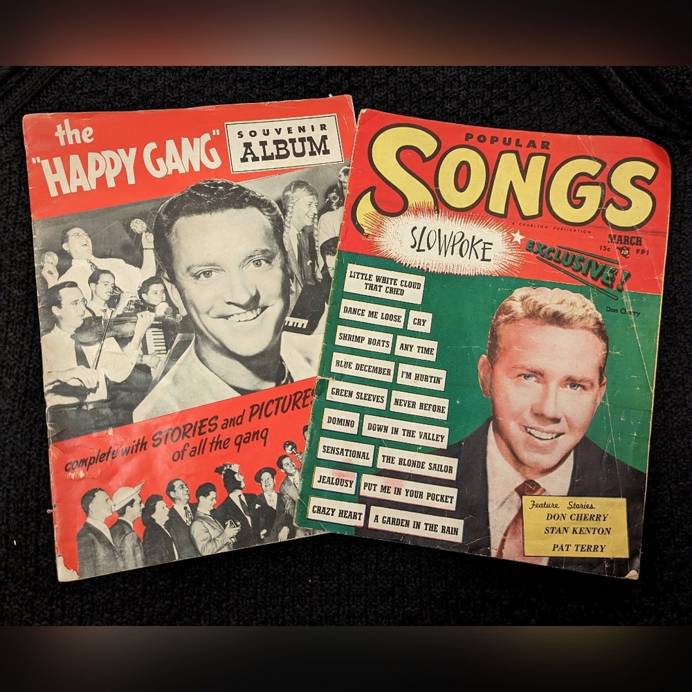 Vintage songbook and Happy Gang book